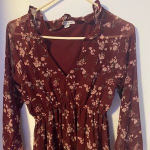 American eagle chiffon baby doll dress floral